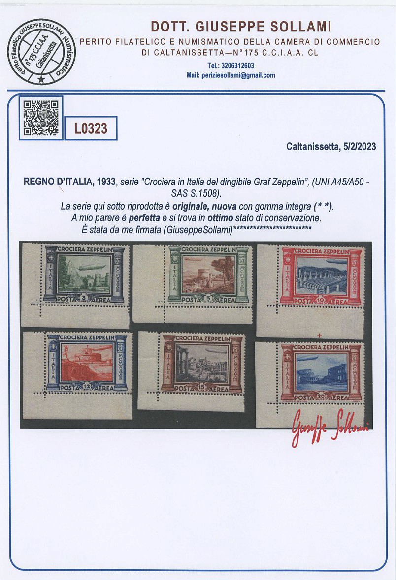 Regno - Posta Aerea, Crociera Zeppelin qualità lusso MNH.