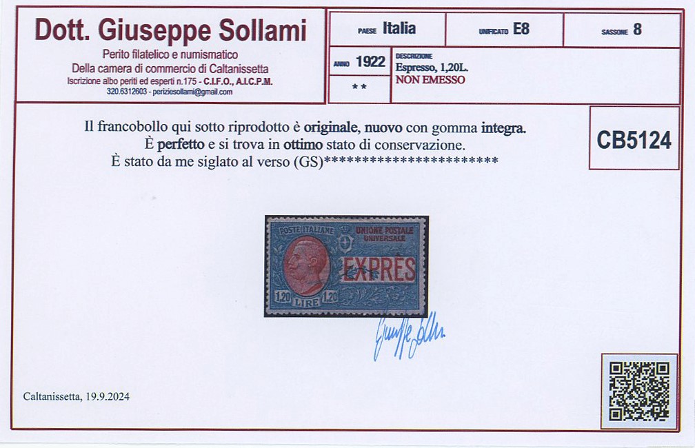 Regno - Espresso non emesso MNH
