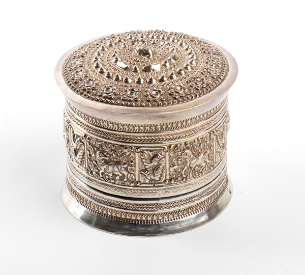 Burma solid silver box 