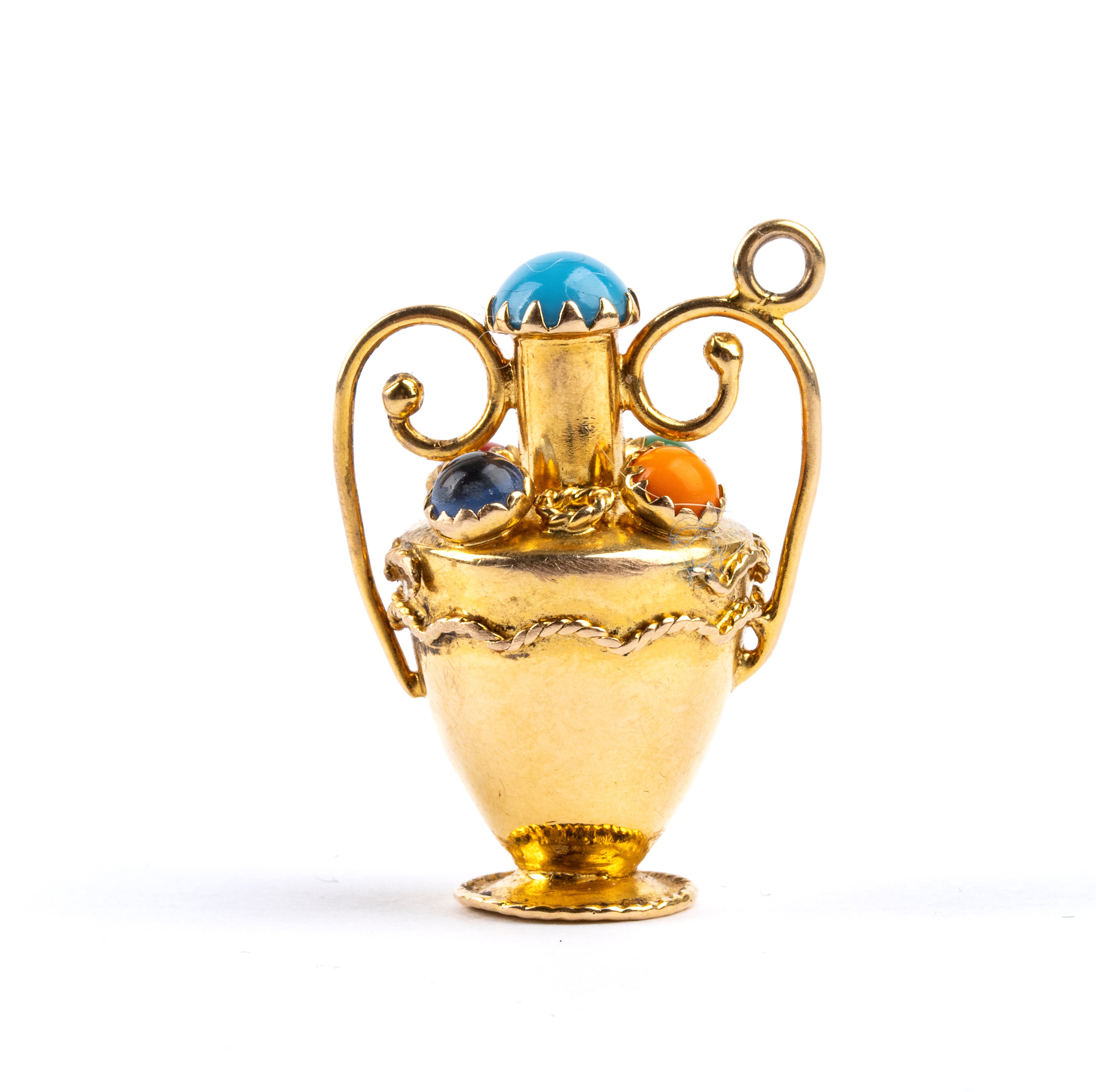 Coppia di pendenti in oro e pietre