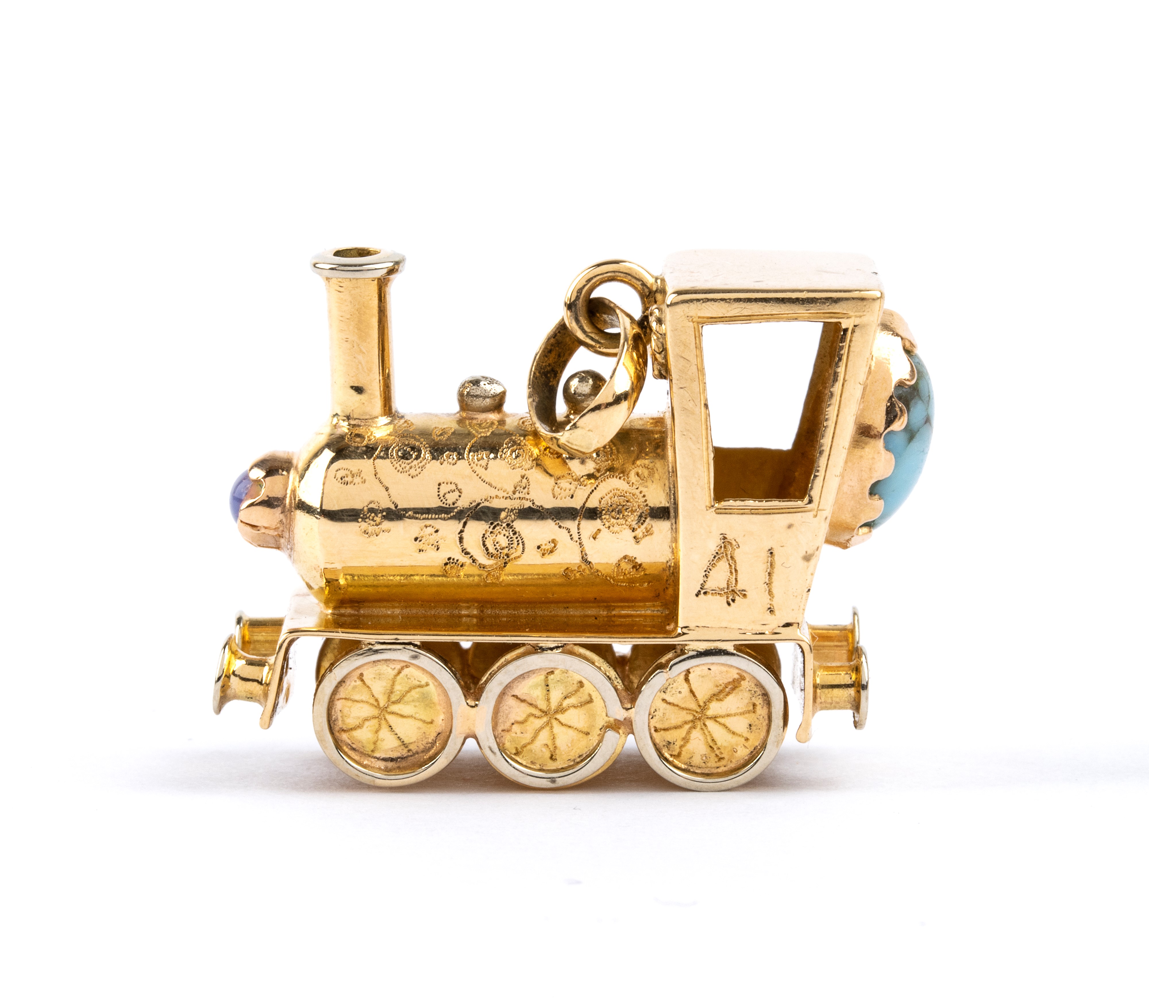 Coppia di pendenti in oro e pietre