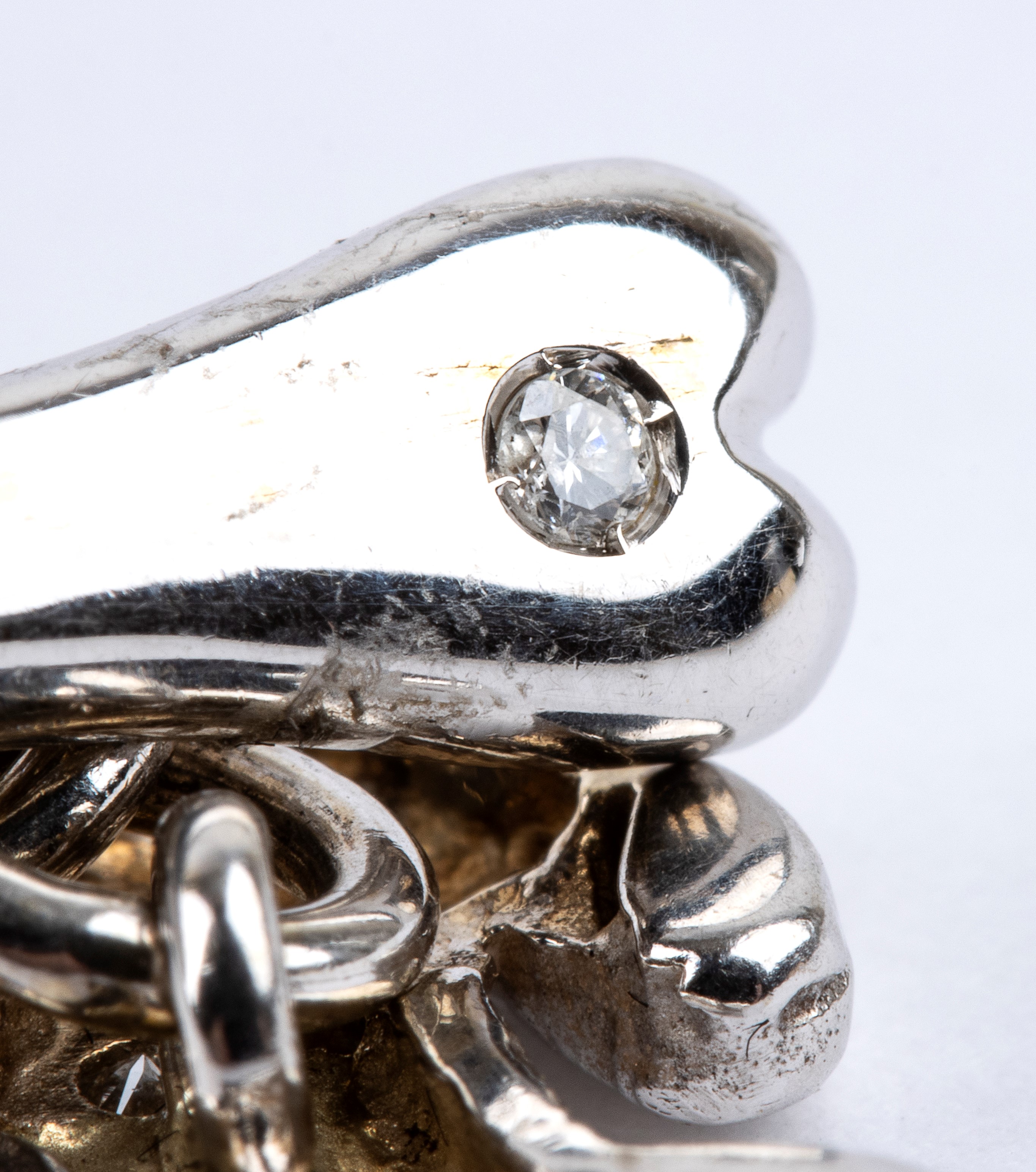 Oro 18k, Gemelli a forma di cane con diamanti