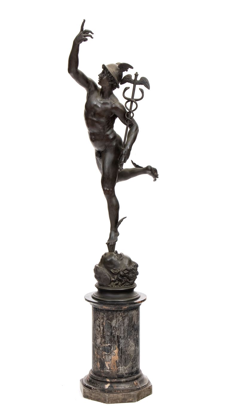 Scultura in Bronzo Italiana Raffigurante Hermes