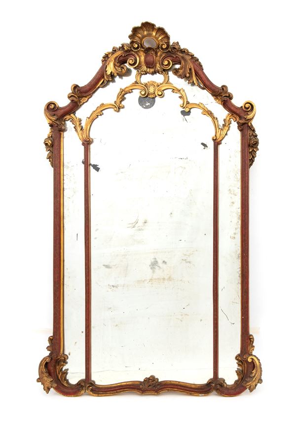 Italian gilded and lacquered mirror