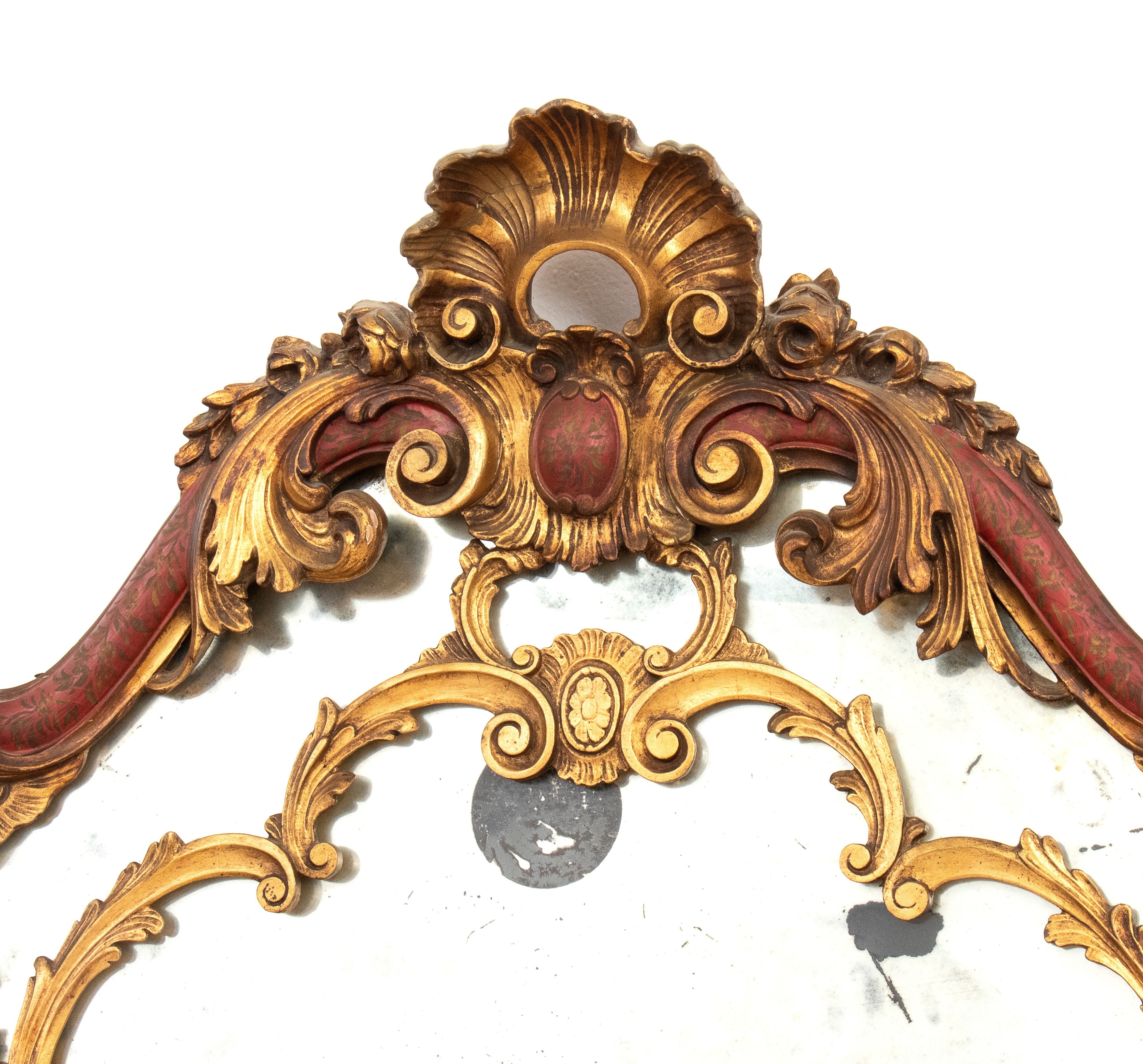 Specchiera italiana dorata e laccata