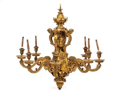 Lampadario Francese in Bronzo, Stile Reggenza