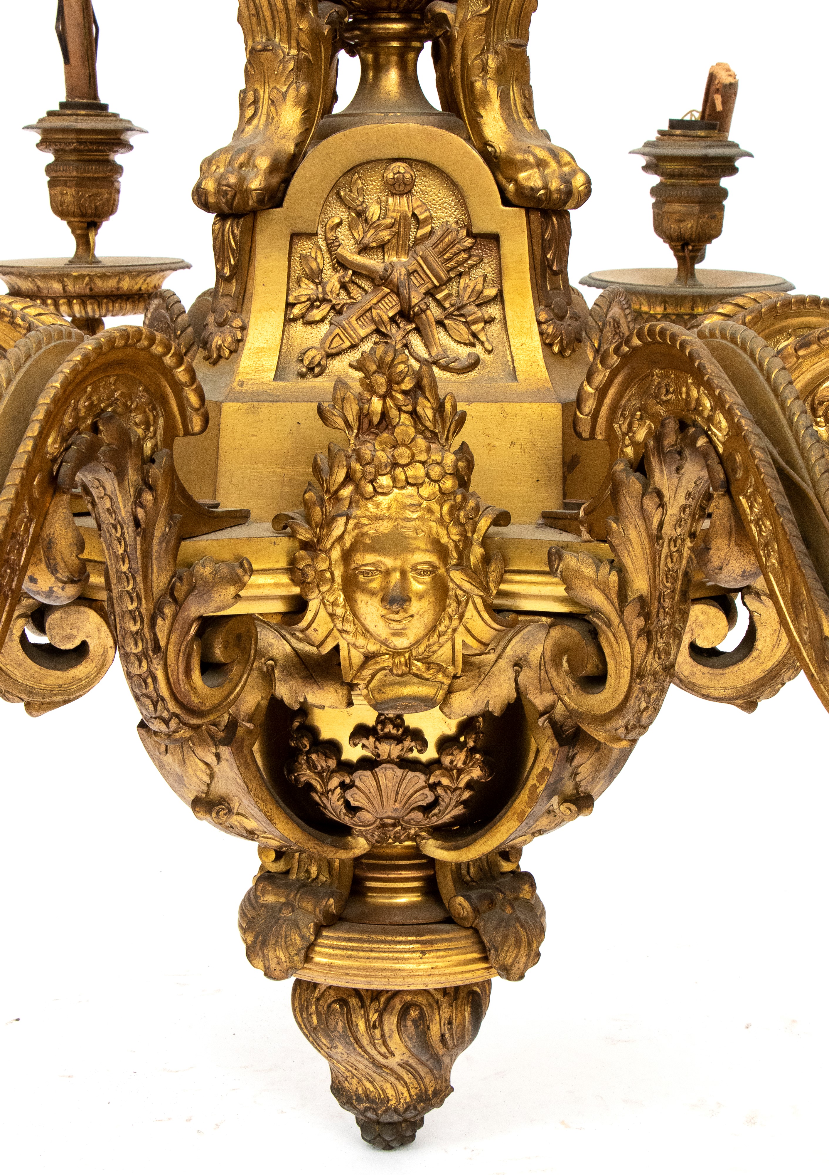 Lampadario Francese in Bronzo, Stile Reggenza