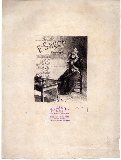 E. Sagot 18 Rue Guenegaud (jeune Fille Assise, Cousant)