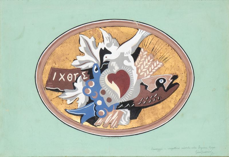 Gino Severini - Symbole Du Sacré-coeur Et De L'eucharistie