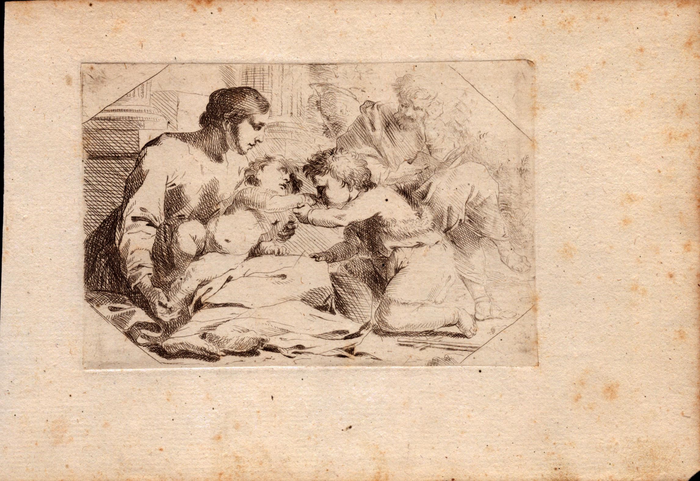 Riposo durante la fuga in Egitto | Pastore che munge una pecora