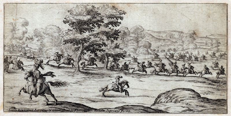 Ercole Bazzicaluva - Scena di Cavalleria in un Paesaggio con Alberi