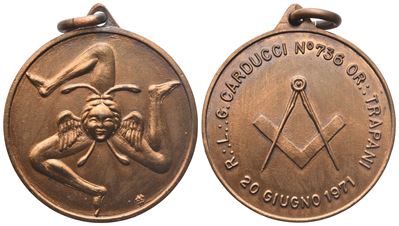 Medaglia R. L. "g. Carducci" N° 736 Or. Trapani, 20 Giugno 1971, Ae (31,9 MM)