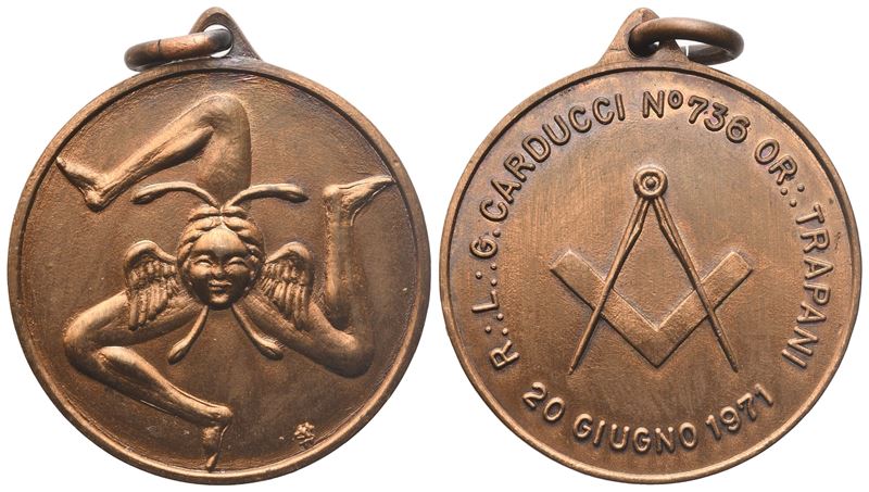 Medaglia R. L. "g. Carducci" N° 736 Or. Trapani, 20 Giugno 1971, Ae (31,9 MM)