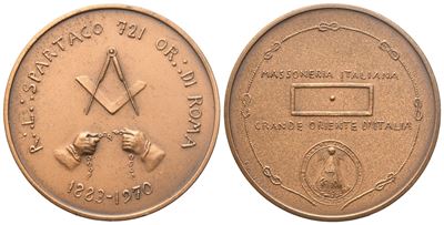 Medaglia R. L. "spartaco" 721 Or. di Roma, 1883 - 1970 (35,1 MM)
