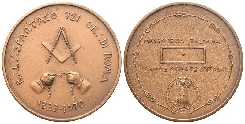 Medaglia R. L. "spartaco" 721 Or. di Roma, 1883 - 1970 (35,1 MM)