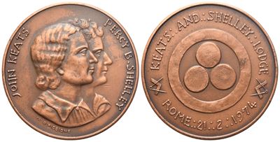 Medaglia "keats And Shelley Lodge", Rome 21/02/1974 (40,2 MM)