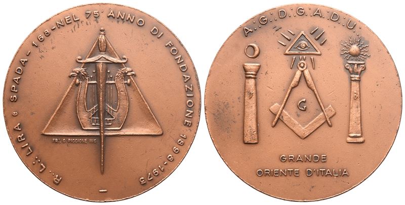 Medaglia R. L. "lira e Spada" - 168 - nel 75 Anno di Fondazione 1989-1973 (40 MM)