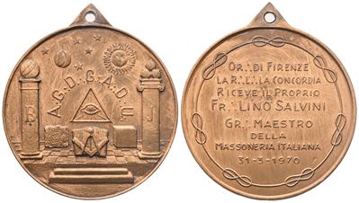 Medaglia Or. di Firenze, la R. L. "la Concordia" Riceve il Proprio Fr. Lino Salvini Gr. Maestro d...