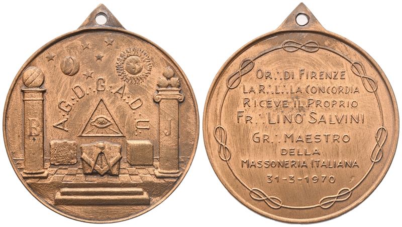 Medaglia Or. di Firenze, la R. L. "la Concordia" Riceve il Proprio Fr. Lino Salvini Gr. Maestro d...