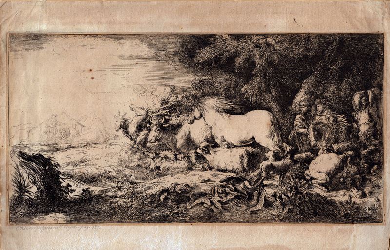 Giovanni Benedetto Castiglione Detto il Grechetto - Gli Animali Entrano Nell'arca di Noè.