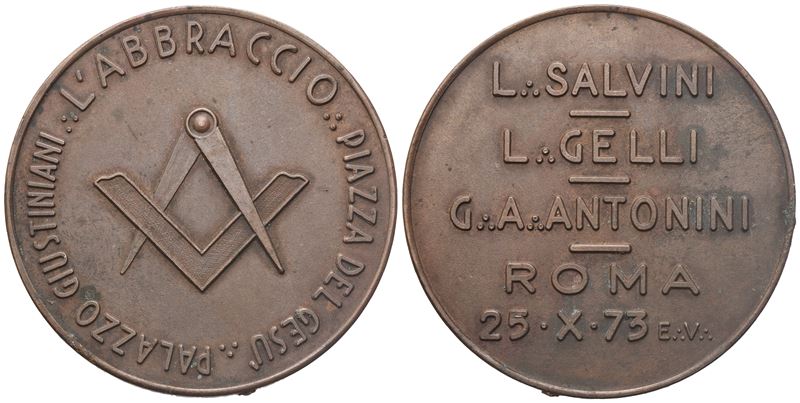 Medaglia Palazzo Giustiniani "L'abbraccio" Piazza del Gesù, L. Salvini - L. Gelli - G. A. Antonin...