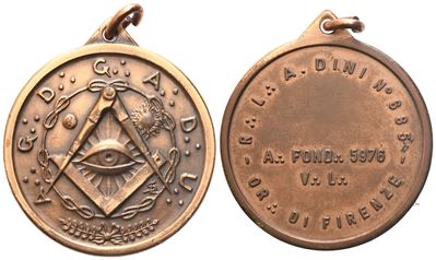 Medaglia R. L. "a. Dini" N° 665, Or. di Firenze, A. Fond. 5976 V. L. (35,5 MM)