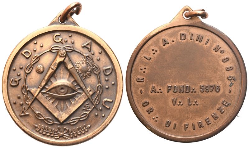 Medaglia R. L. "a. Dini" N° 665, Or. di Firenze, A. Fond. 5976 V. L. (35,5 MM)