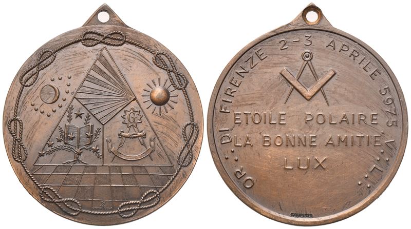 Medaglia "etoile Polaire la Bonne Amitiè - Lux", Or. di Firenze 2-3 Aprile 5975 V. L. (41,4 MM)