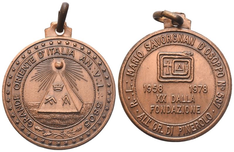 Medaglia R. L. "mario Savorgnan D'osoppo" N° 587, All'or. di Pinerolo, 1958 - 1978 XX dalla Fonda...