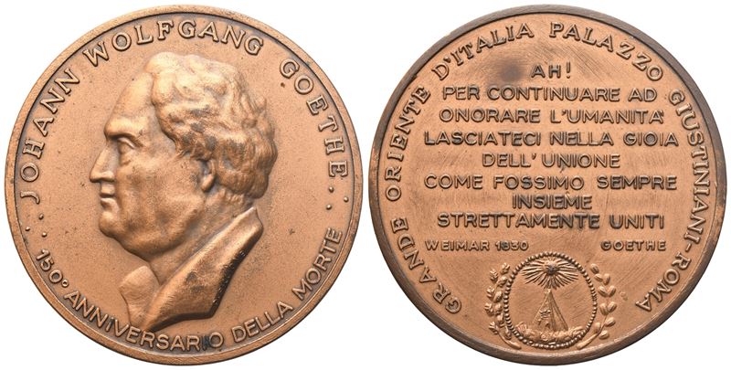 Medaglia "johann Wolfgang Goethe", 150° Anniversario della Morte (45,5 MM)