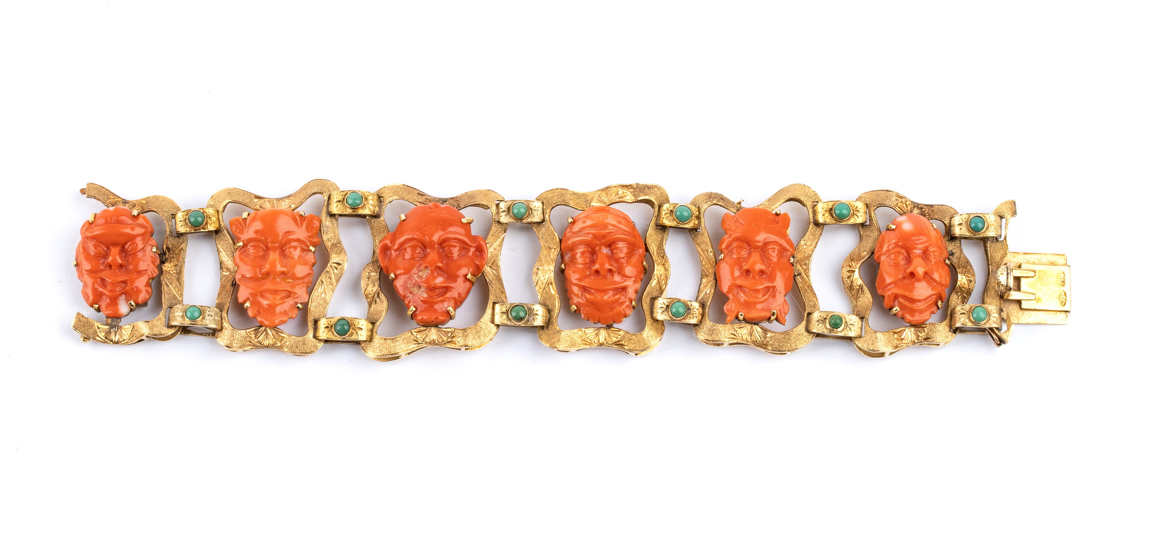 Ratta - Bracciale in oro giallo 18k con turchesi e coralli Cerasuolo