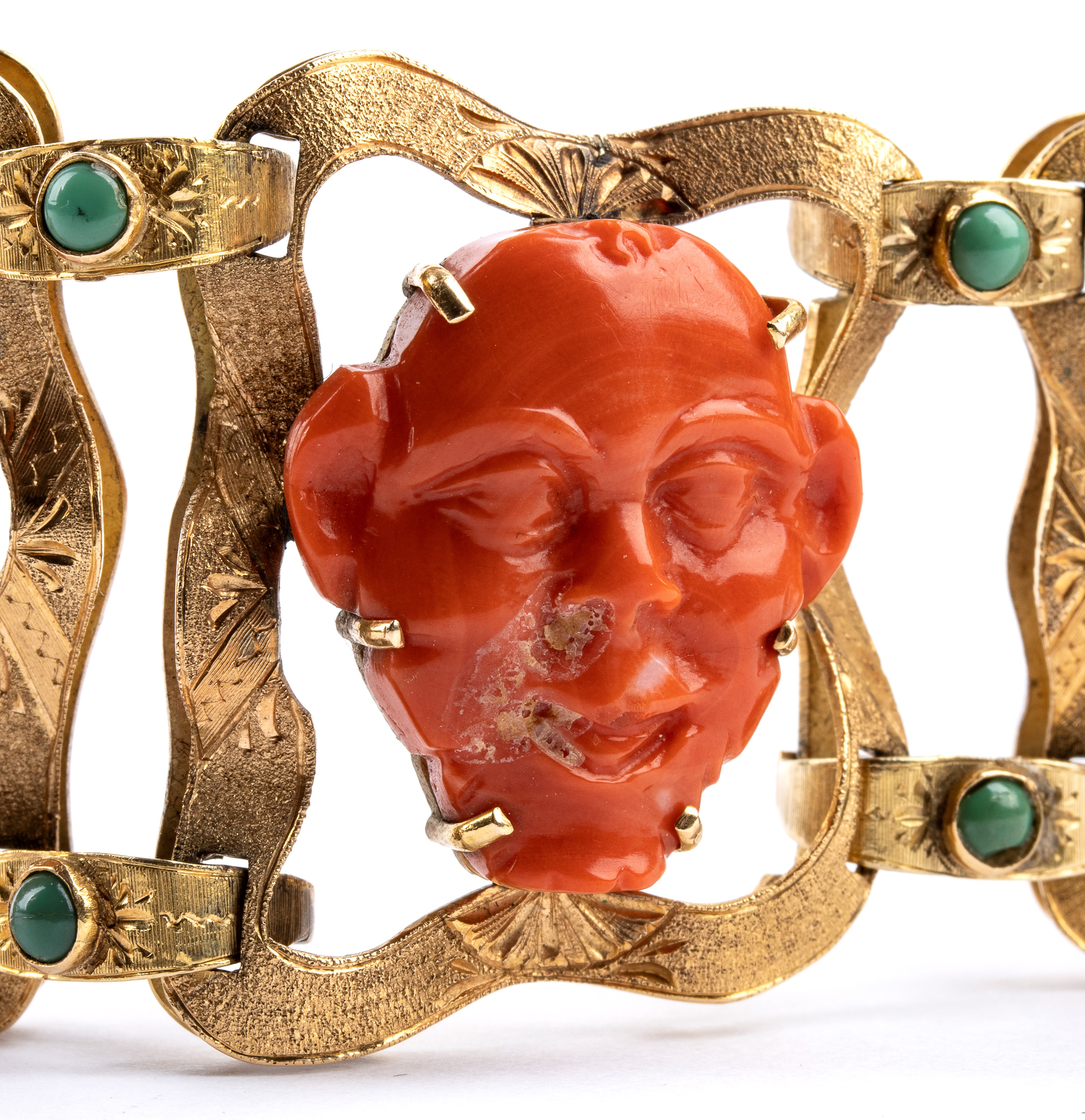 Bracciale in oro, turchesi e corallo Cerasuolo