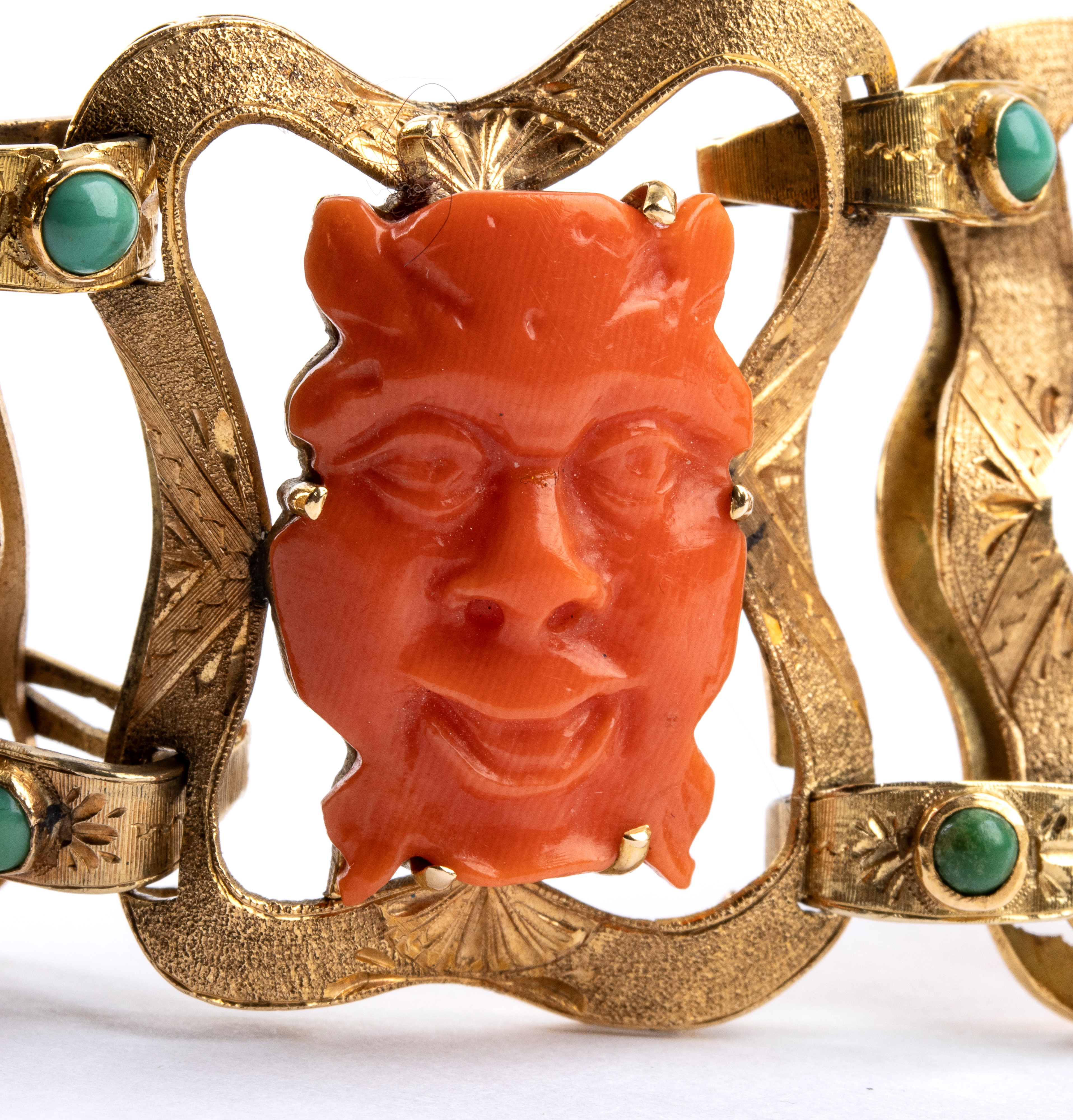 Bracciale in oro, turchesi e corallo Cerasuolo