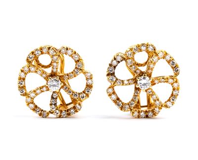 Orecchini, oro bianco e oro dorato 18k con diamanti