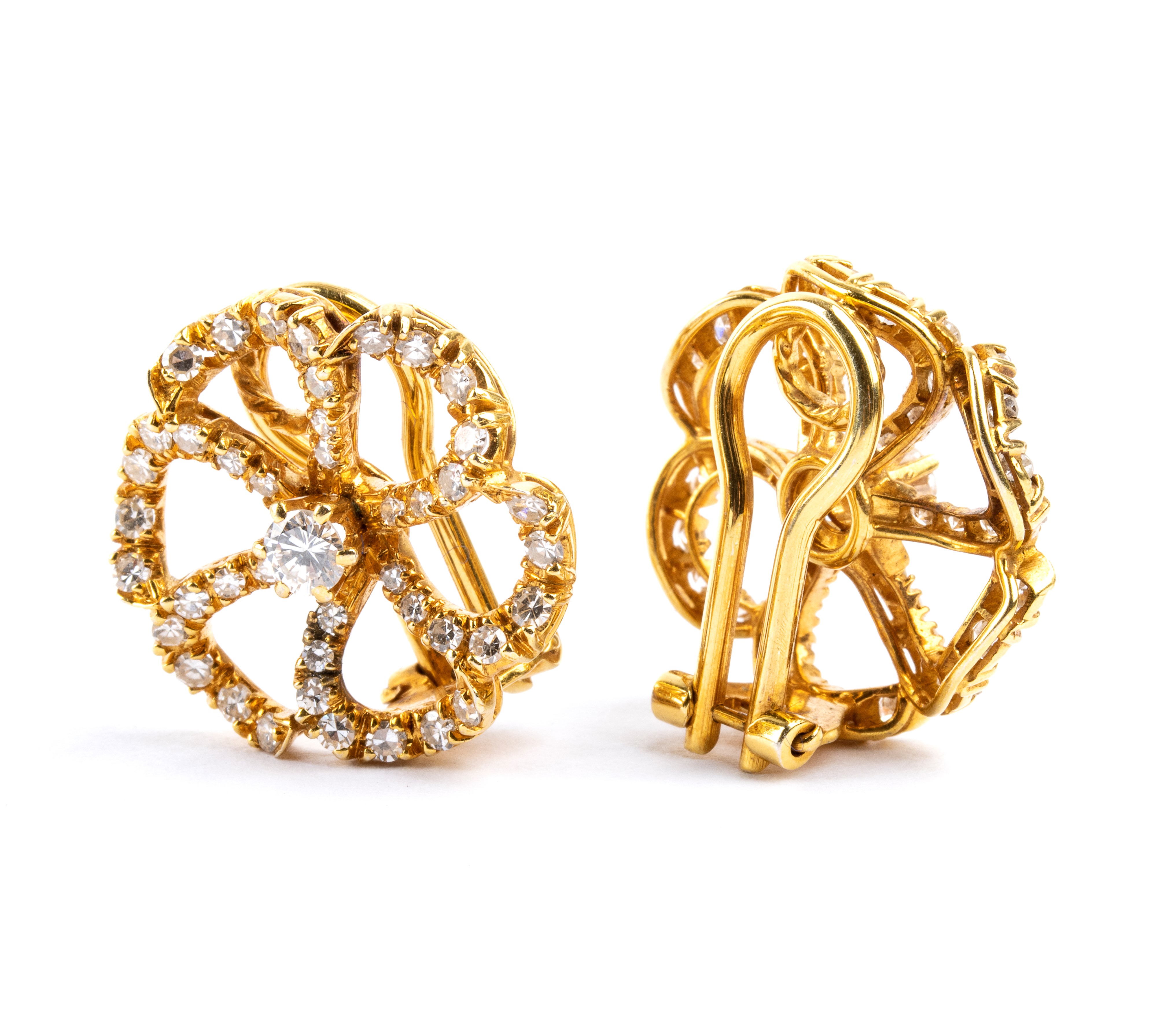 Orecchini, oro bianco e oro dorato 18k con diamanti