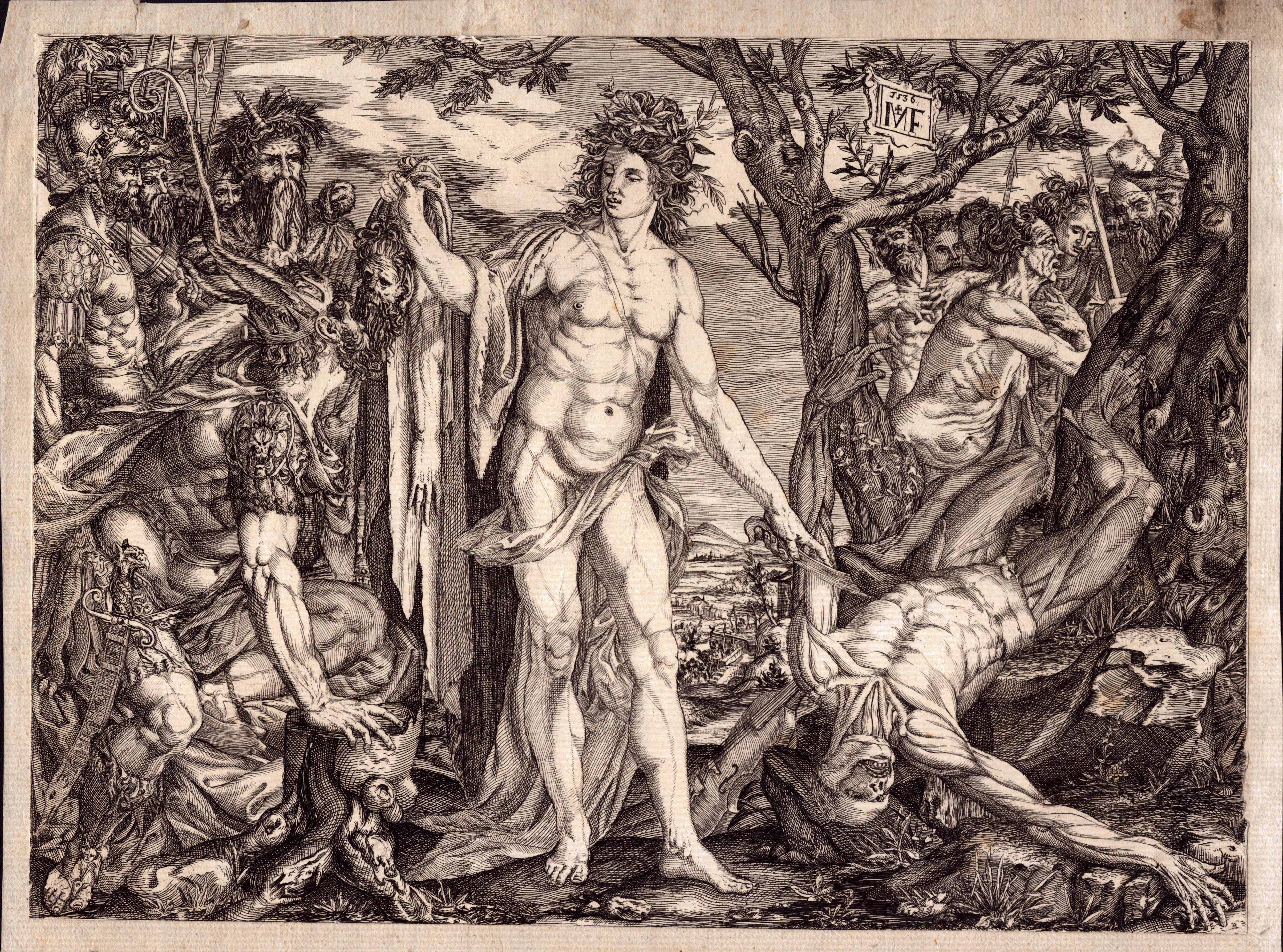 Apollo e Marsia e il giudizio di Mida, da Melchior Meier