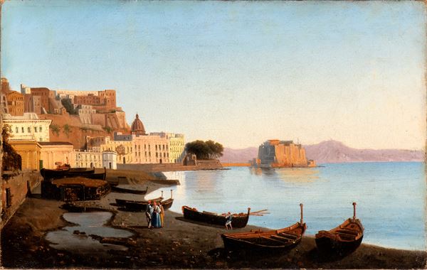 ANONIMO - Veduta di Napoli con Castel dell'Ovo