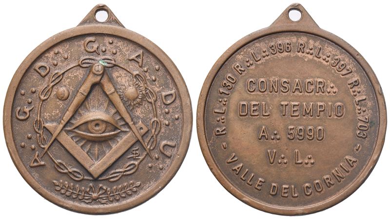Medaglia R. L. 130 - R. L. 396 - R. L. 397 - R. L. 703 - Valle del Cornia, Consacr. del Tempio A....