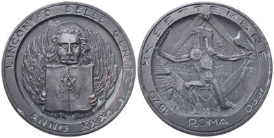 Medaglia L'incontro delle Genti Anno XXX, 1870 XX Settembre 1990 Roma (53 MM)