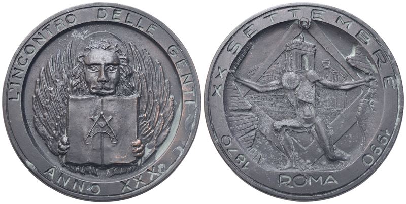 Medaglia L'incontro delle Genti Anno XXX, 1870 XX Settembre 1990 Roma (53 MM)