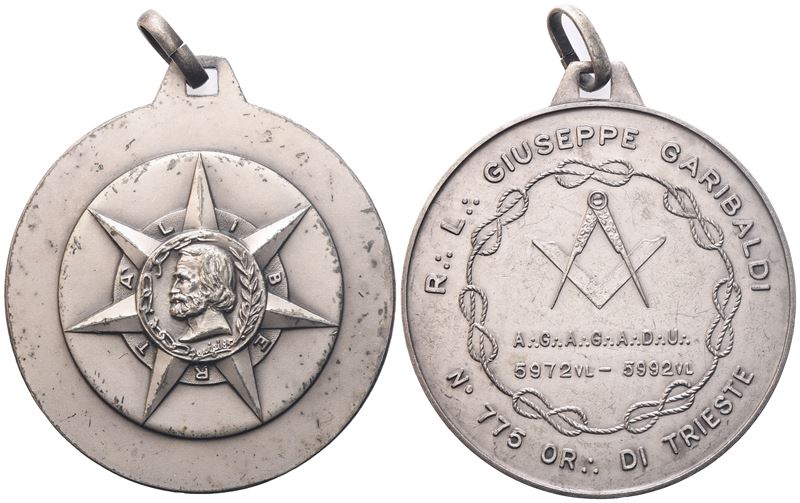 Medaglia R. L. "giuseppe Garibaldi" N° 775 Or. di Trieste (50 MM)
