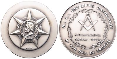 Medaglia R. L. "giuseppe Garibaldi" N° 775 Or. di Trieste, Ag (49,8 MM)