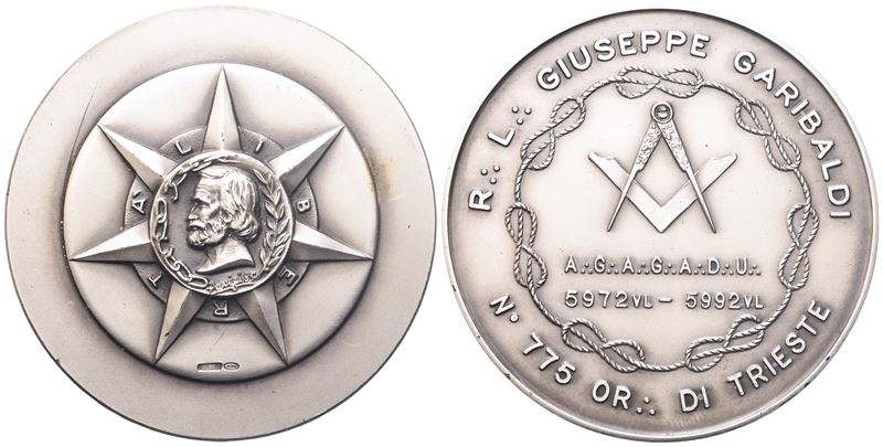 Medaglia R. L. "giuseppe Garibaldi" N° 775 Or. di Trieste, Ag (49,8 MM)