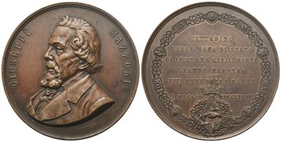 Medaglia "giuseppe Mazzoni", Cittadino Esule Uomo di Stato di Austere Civili Virtù Grande Maestro...