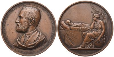 Medaglia a P. Gorini Illustre Conservatore delle Mortali Spoglie del Fr. G. Mazzini i Liberi Mura...