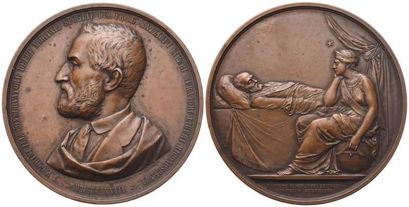 Medaglia a P. Gorini Illustre Conservatore delle Mortali Spoglie del Fr. G. Mazzini i Liberi Mura...