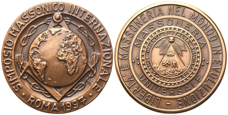 Medaglia Simposio Massonico Internazionale, Roma 1997, Ae (51,4 MM)
