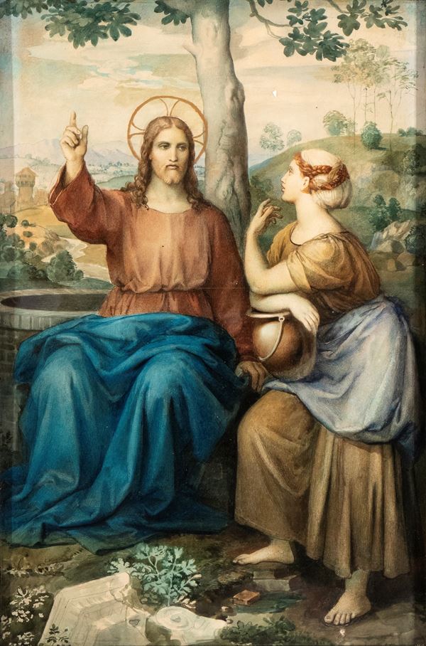 Artista attivo in Italia, XIX secolo - Jesus and the Samaritan woman at the well