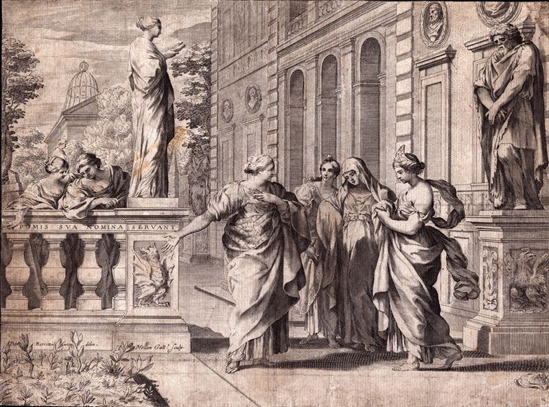 Claude Mellan - Allegoria del Collegio Romano, da Pietro da Cortona