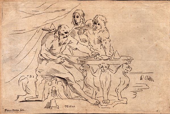 Giovanni Cesare Testa - Midas | Dio Padre | Flagellazione con putti, da Pietro Testa
